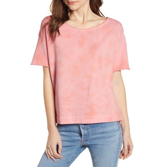 Alex Mill Tops - ⚠️SOLD⚠️ ALEX MILL Boatneck Fleece Top Pink Tie Dye Pink S